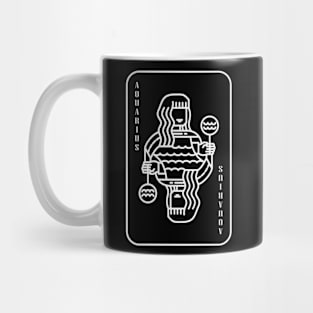 Aquarius Zodiac horoscope line art playing card style Mug